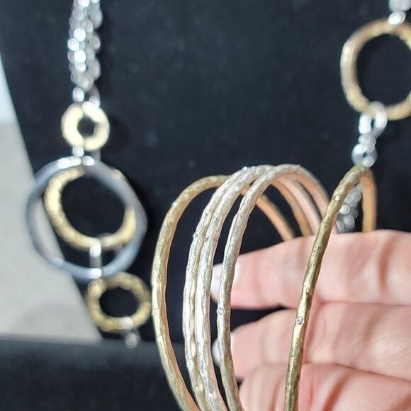 Premier Designs necklace & bracelet mixed metals - Picture 8 of 15